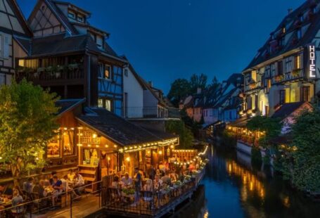 Late-Night Dining - Photography of Buildings and Canal during Nighttime